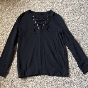 Black lace up sweatshirt